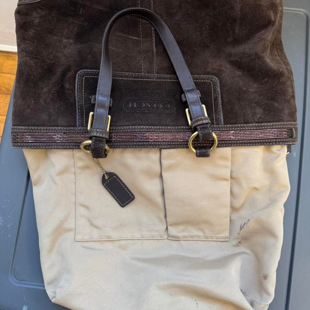 Vintage Coach Brown Suede Tote - Picture 7 of 8
